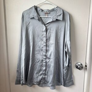 H&M size xl blue sheer long sleeve top